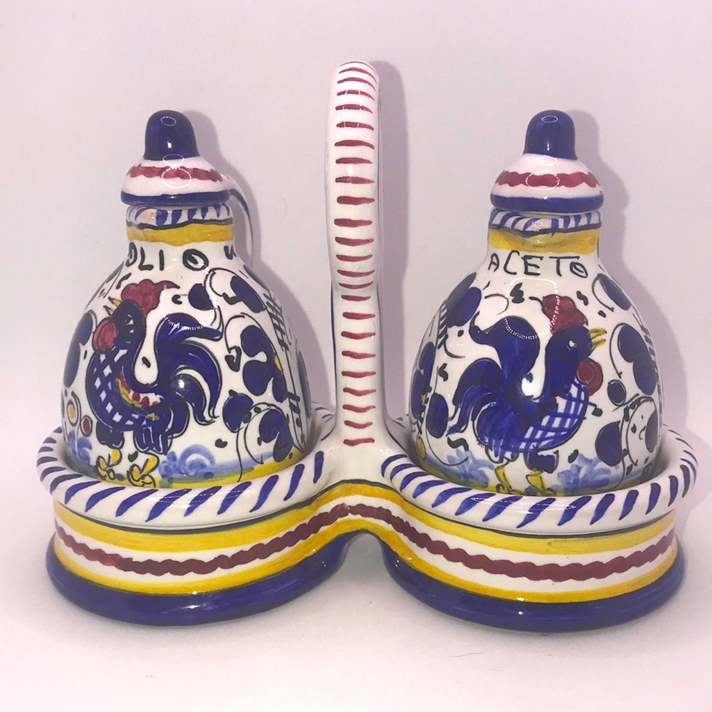 🧡 Deruta Oil Vinegar Cruet with Caddy 🧡